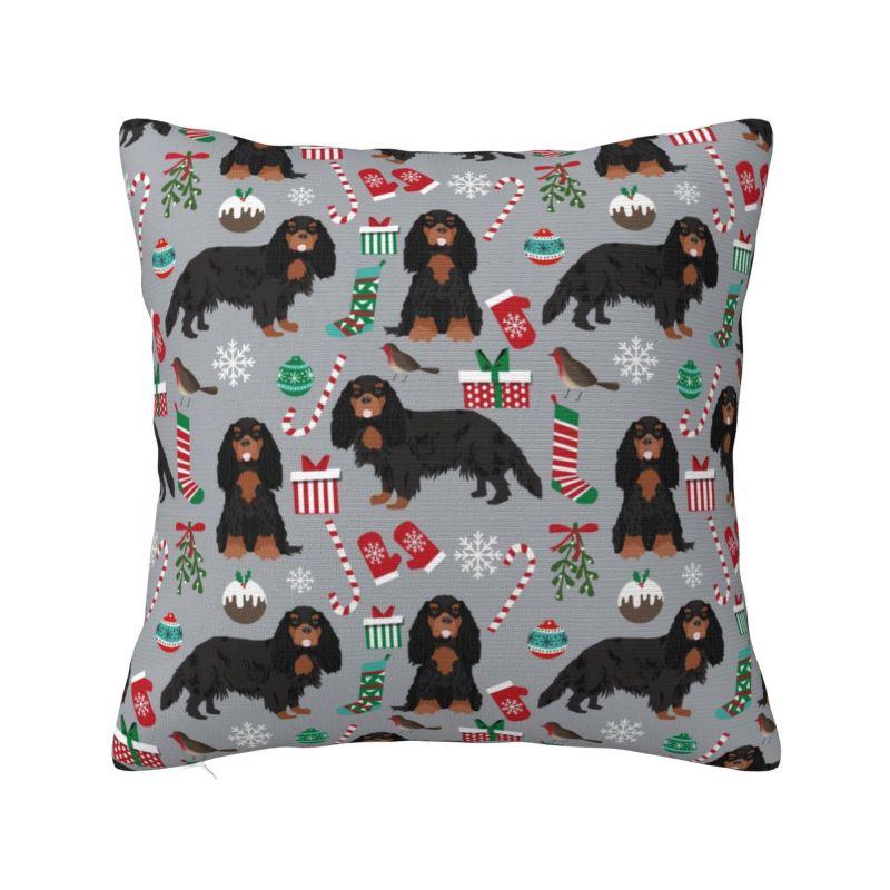 Custom Modern Cavalier King Charles Spaniel Cushion Cover for Sofa Velvet Cartoon Dog Pillow Case Bedroom Decoration