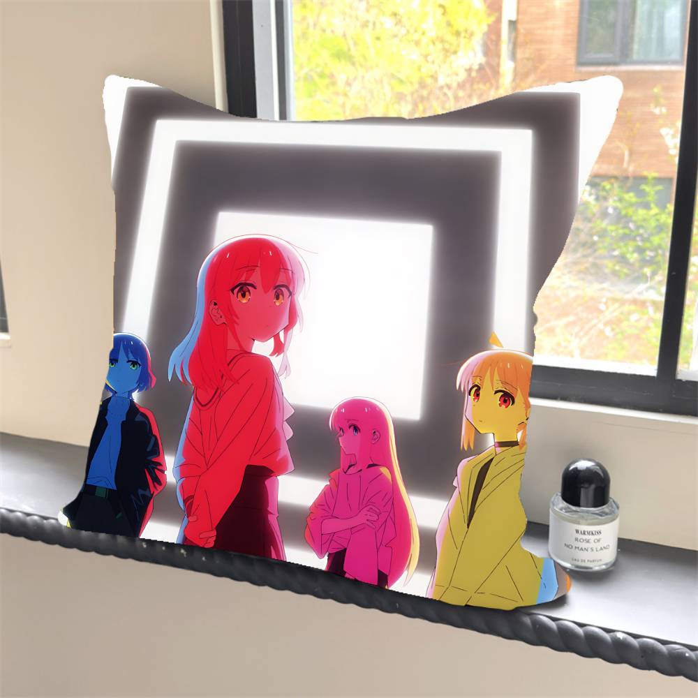 1PC Anime Bocchi The Rock Pillow Case Square  Bedroom Sofa Leisure Comfort Cushion Car Home Decoration Pillowcase 40x40