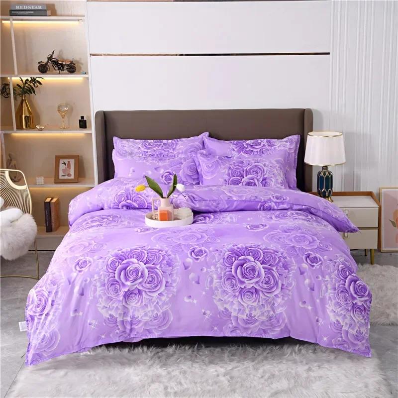 Romantic Peony Floral Duvet Cover Set Reversible Shabby Flower Comforter Cover with 2 Pillowcase Vintage Farmhouse Bedding Set