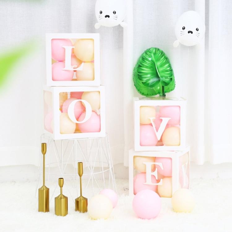 Set of 4 Baby Boxes with Letters Wedding Birthday Party Decoration Photo Props