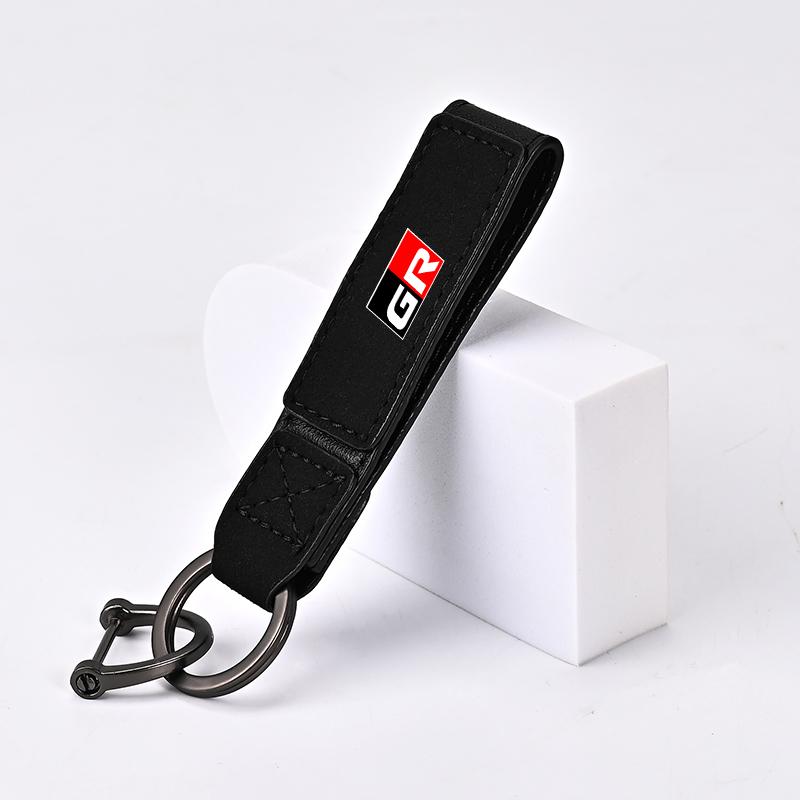 

Luxury Suede Leather Car Keychain Key Ring Pendant For Toyota GR Gazoo Racing Toyota Yaris Hilux Corolla Prius Auto Accessories
