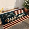 VIKAMA Wooden Grain American Flag Welcome Doormat Vintage USA Star Stripe Patriotic Non Slip Absorbent Front Entry Floor Mat