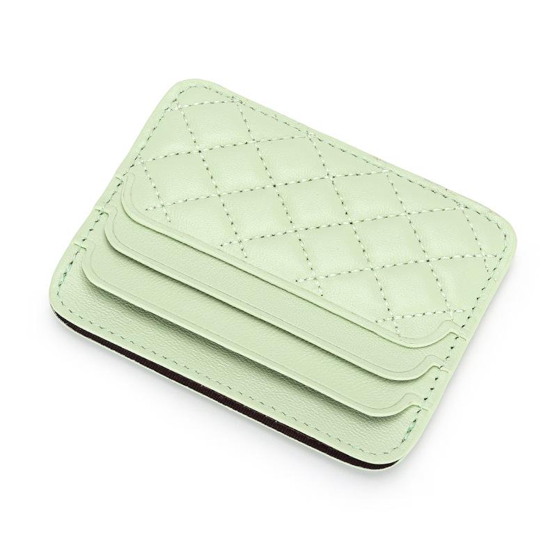 Small Card Bag Women's Sheepskin Embroidered Diamond-grid ID Candy Color Mini Multi-card Holder Genuine Leather Change Purse