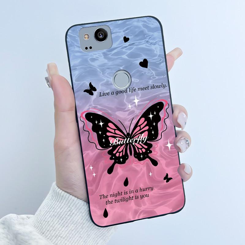 Cute Case For Google Pixel 2 / Pixel 2XL Printing Shell Pixel 1 XL Pixel1 Protective Cover Soft Silicone Cartoon Black Casing