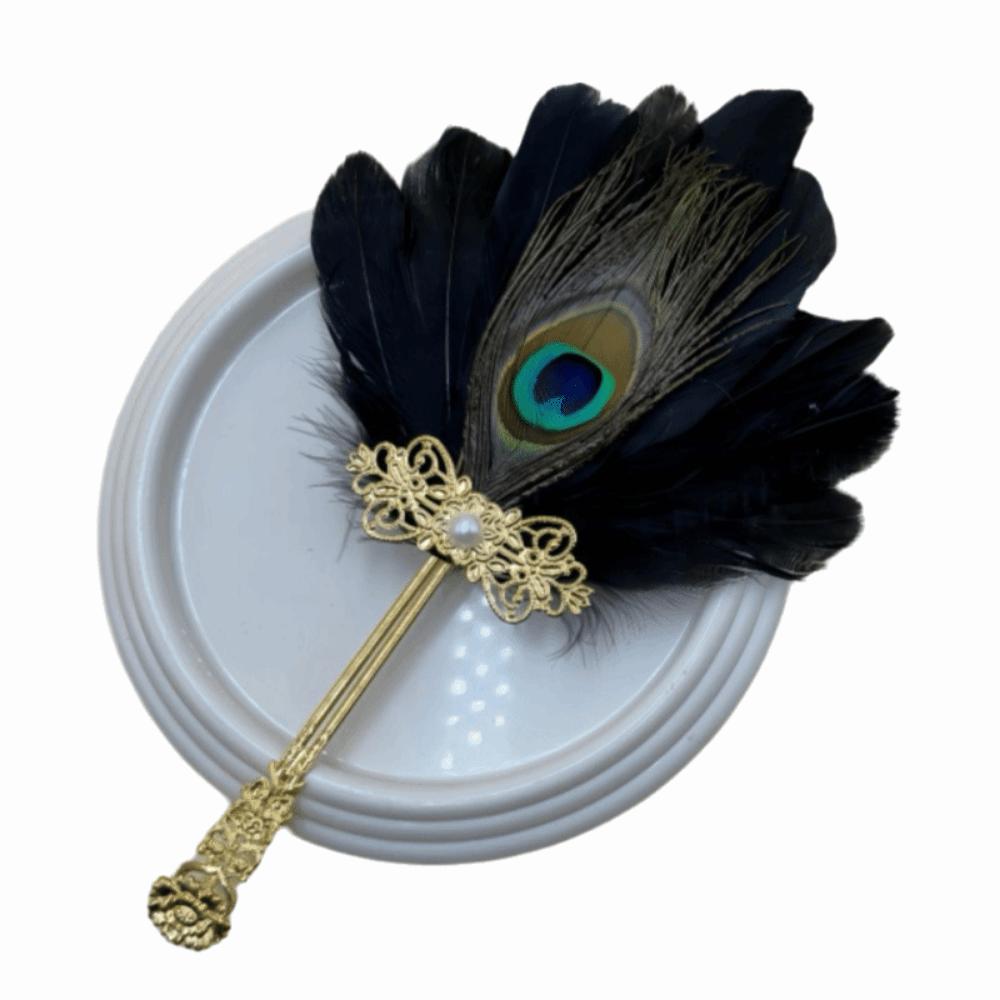 Peacock Feathers Feather Hand Fan Vintage Antique Decorative Craft Fan Handmade High-Quality Dance Fan Dance Performances