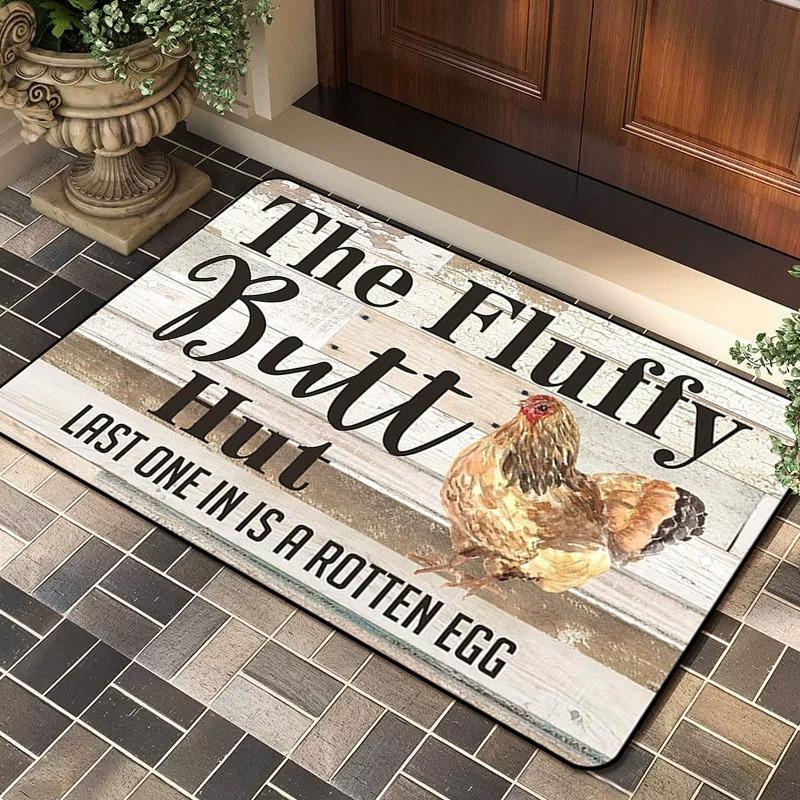 Farmhouse Rooster Patterned Area Rug Artistic Sunflower Print Carpet Soft Non Slip Floor Mat For Entryway Doorway Home Decor