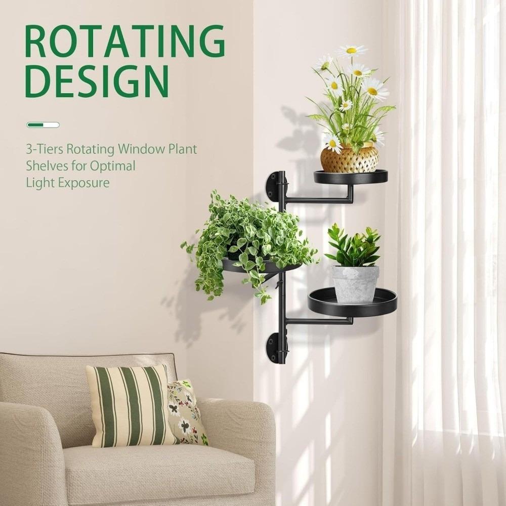 Rotating Window Plants Stand Metal Indoor Plant Shelves New Plant Wall Shelf  Modern Decor