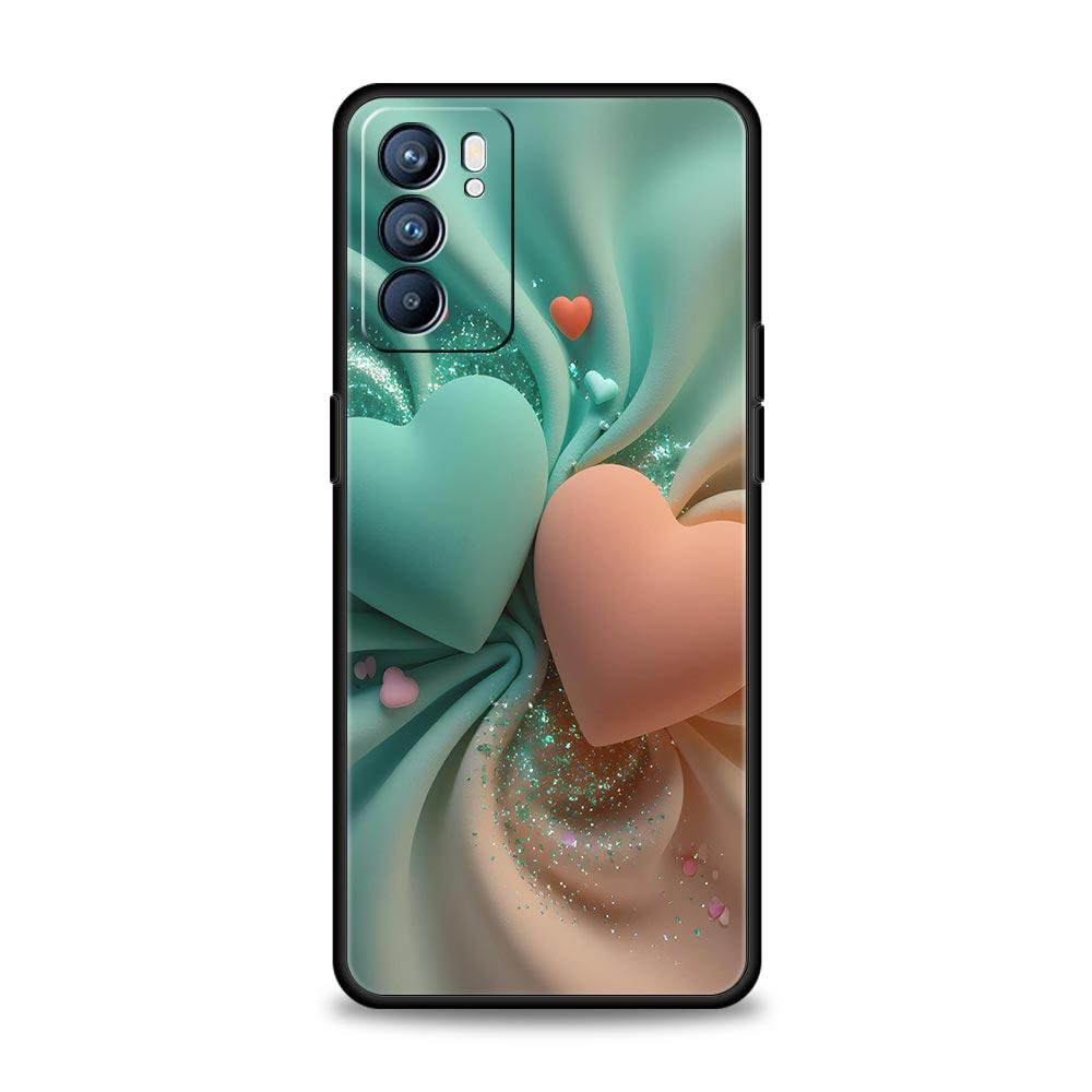 Colored Love Heart Printed Phone Case For Oppo A17 A31 A54 A57 A78 A79 A98 Find X5 X6 Reno 6 7 8 10 11 12 13 F Pro 5G Soft TPU