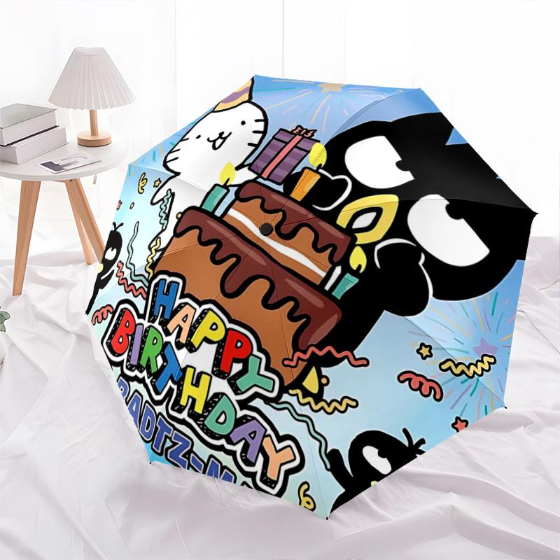 

1pc Badtz-Maru Birthday Celebration Automatic Folding Umbrella - Portable 3-Fold Design with Iron Frame for Outdoor Use, Perfect Gift for Fans, Travel
