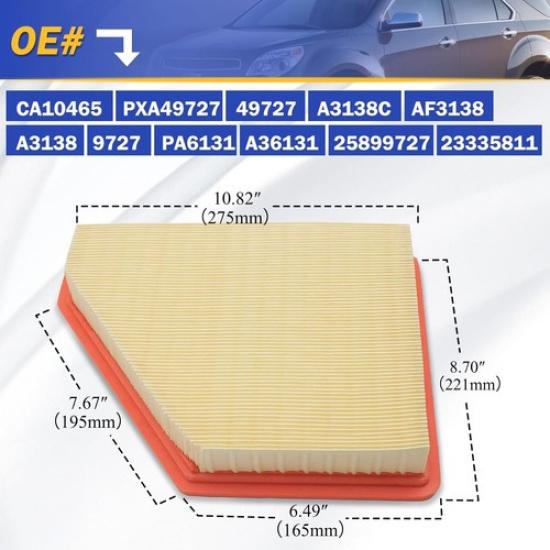Engine Air Filter for 2010-2017 Equinox 2010-2017 Terrain L4 2.4L V6 3.0L 3.6L P