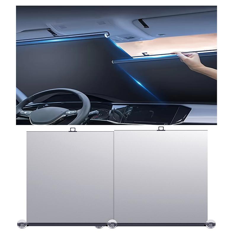 1Pair Automatic Retractable Car Sunshade Oxford Cloth Sun Shade Front Windshield Car Sun Visor Auto Outdoor Accessories A1