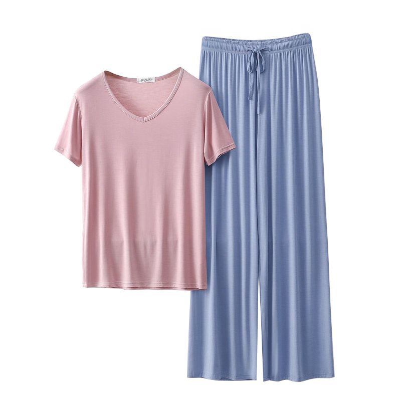 Women's Loose Casual Pajama Sets V-neck T-shirt and Pants