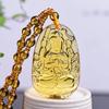 Yellow Crystal Necklace Long Sweater Chain Manjushri Pendant Amitabha Pendant Unisex Gift