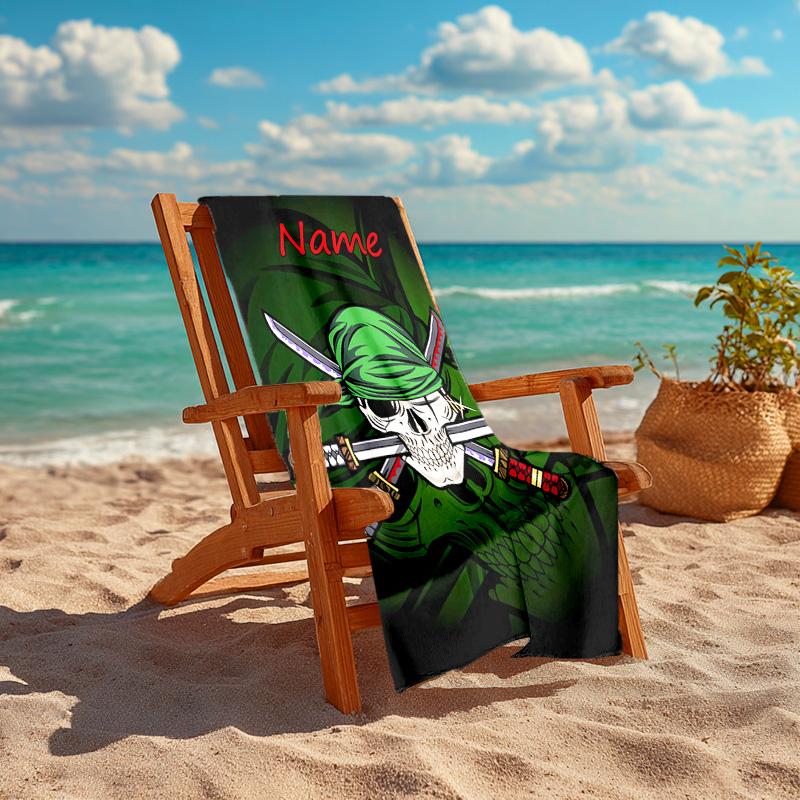 Personalized Customized Proof Beach Towel with Zoro the Pirate King Pattern - Soft, Absorbent,quick-drying,perfect Swimming,camping&bathing