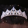 DIEZI 9 Colors Luxury Princess Girls Opal Crystal Bridal Wedding Tiara Crown Bride Queen Headbands Hair Jewelry Accessories