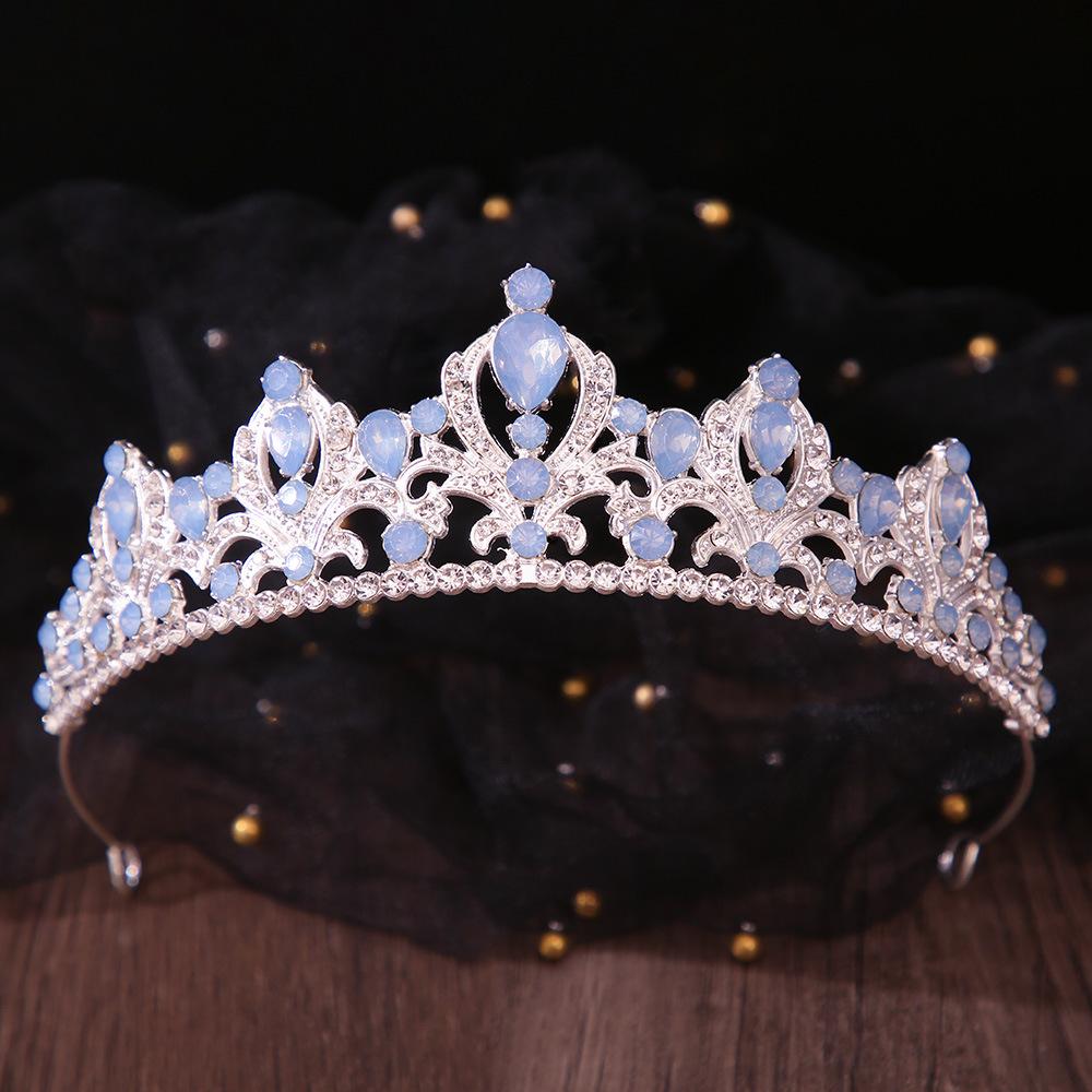 DIEZI 9 Colors Luxury Princess Girls Opal Crystal Bridal Wedding Tiara Crown Bride Queen Headbands Hair Jewelry Accessories