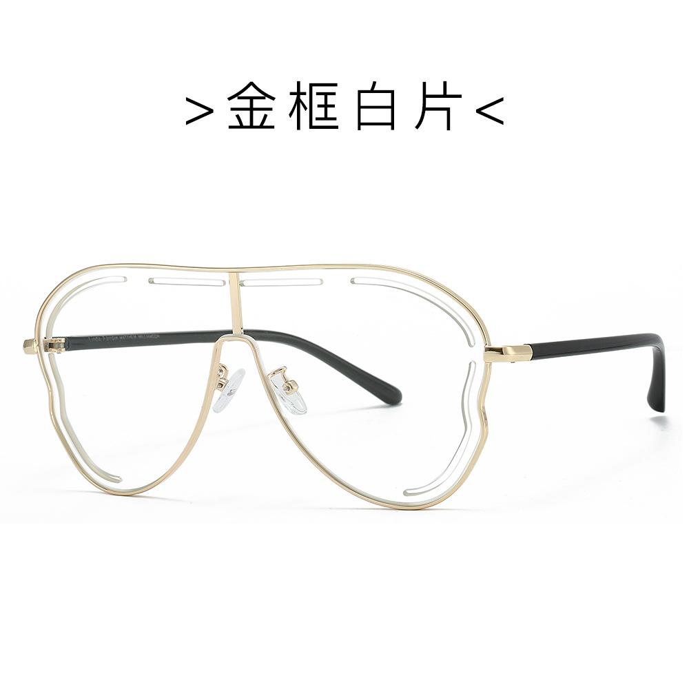 Funny oversized hollow sunglasses women high quality beach sunscreen glasses metal Internet celebrity sunglasses