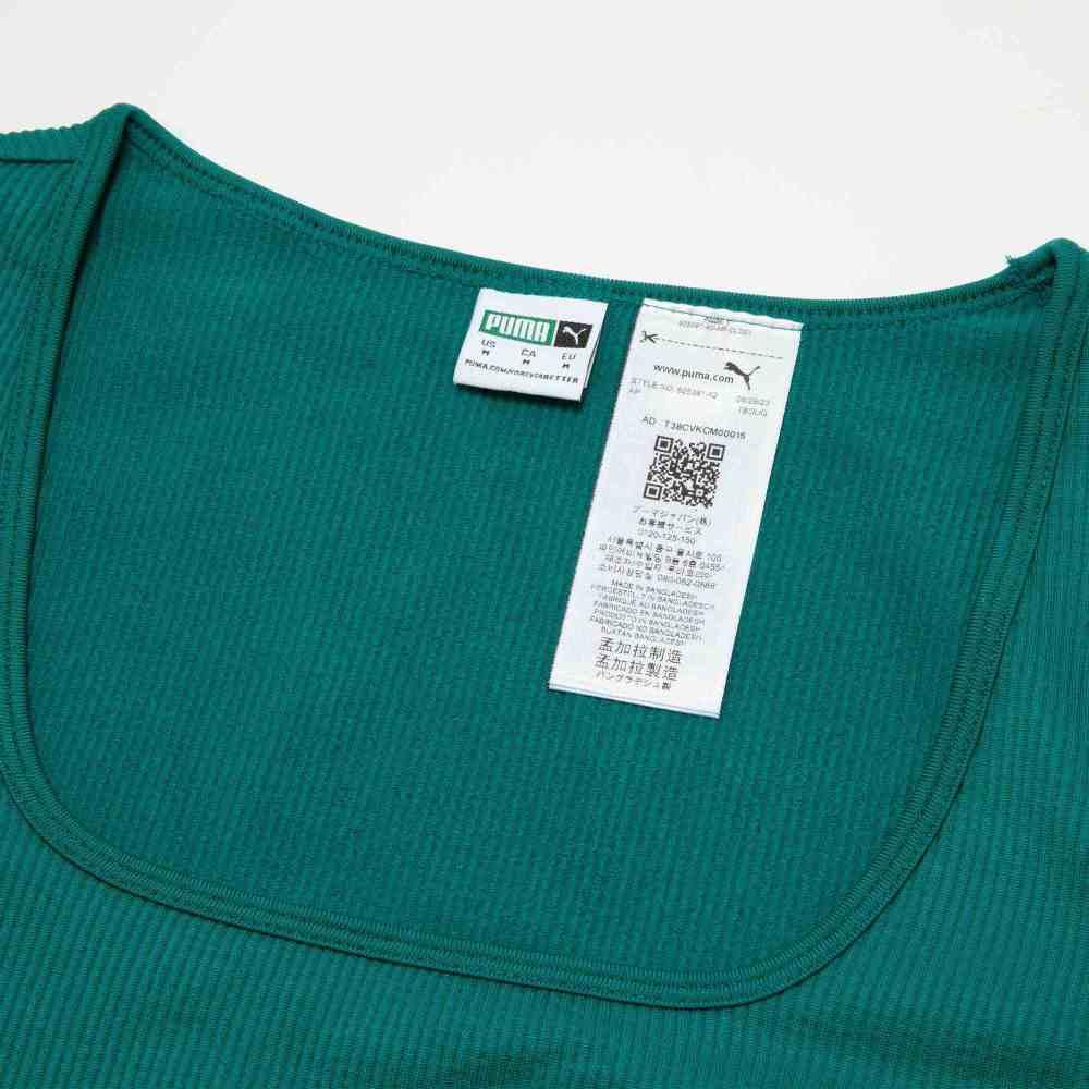 Puma Corset Long Sleeve Solid Color Casual Short Sports T-Shirt Women Tops Green 625391-42