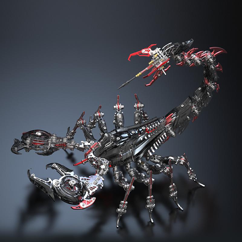 Montagem mecânica de metal DIY Punk 3D inseto escorpião iluminado aço inoxidável kit de modelo de quebra-cabeça para adultos e meninos brinquedos presentes