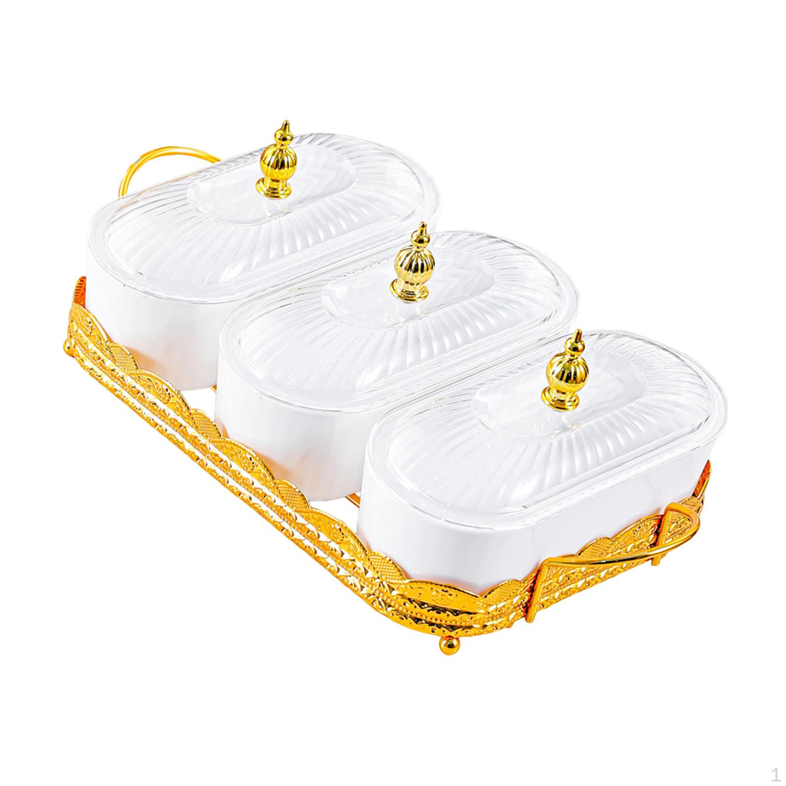 Контейнер для закусок с 3 отделениями для сухофруктов и лакомств белый