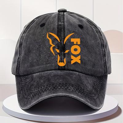 Adjustable Outdoor Casual Cap with FOX Lettering and Printed Pattern Perfect for Fishing Leisure Activities