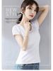 Women's Pure Cotton Three-Quarter Sleeve Slim Fit Mock Neck T-Shirt for Spring and Autumn 2022
