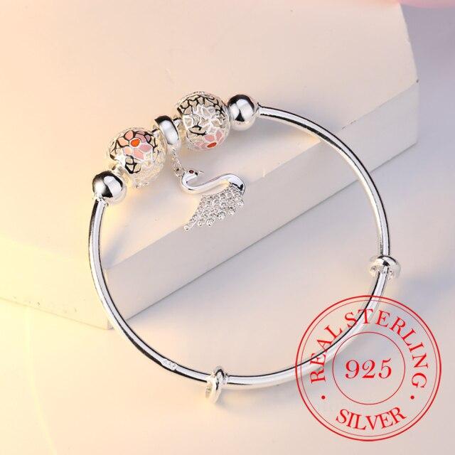 925 Sterlingsilber Runde Perle Schneeflocken Quaste Traumfänger Charm Armreif & Armband Für Frauen Elegant Hochzeitsfeier Schmuck Geschenk