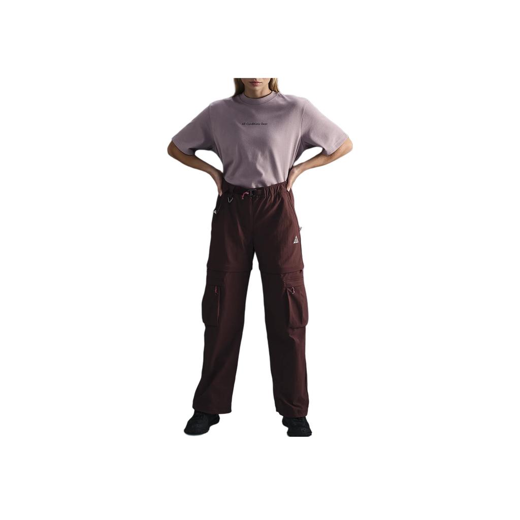 Nike FW24 Smith Summit Zipper Dry Comfortable Solid Color Multi-Pocket Hiking Casual Pants Women pants Burgundy FB7883-652