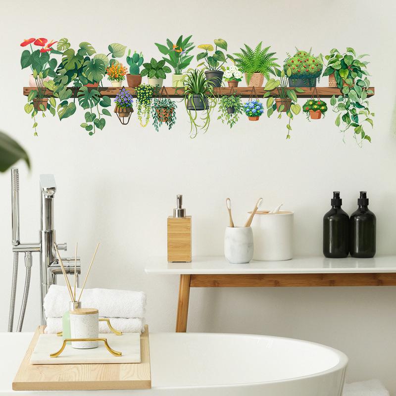 Cute Fresh Green Plant Wall Sticker PVC Waterproof Self Adhesive Home Decor