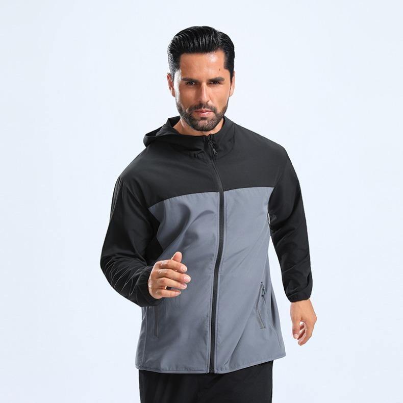 Hooded Windproof Jacket Men Outdoor Running Sportswear Fashion Loose Casual Coat Male
