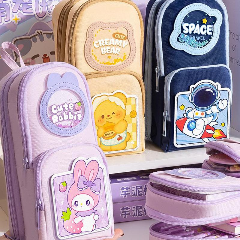 Simple  Pencil Bags Large Capacity Pencil Case Student Stationery Organizer Schoolbag Shape Zipper Pencil Pouch Gifts
