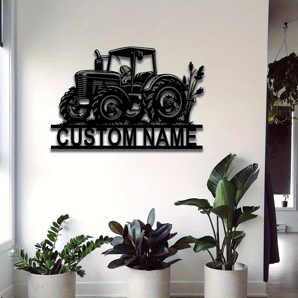 Vintage Tractor Metal Wall Sign Family Name Custom Decor Matte Finish