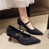 Scarpe Basse con Tacco Kitten alla Moda a Punta in Pile con Cinturino Singolo Suola Morbida Antiscivolo Resistenti all'Usura Scarpe Basse