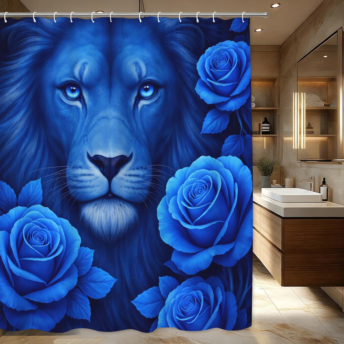 

Vivid Animal & Floral Pattern Polyester Shower Curtain - Stylish Bathroom Decor, Decorative Bath Curtain For Home W60H190(CM)-1 Pcs