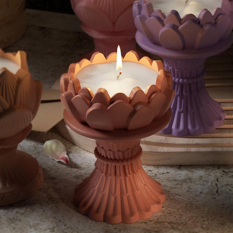 Candlestick 3D Lotus Shaped Candle Silicone Mold Lotus Cake Chocolate Silicone Mold Flower Girl Resin Molds Home Decoration