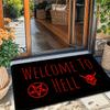 VIKAMA Velkommen til Helvede Gotisk Dørmåtte Rød Pentagram Djævel Skridsikker Entré Tæppe Mørk Halloween Boligdekoration