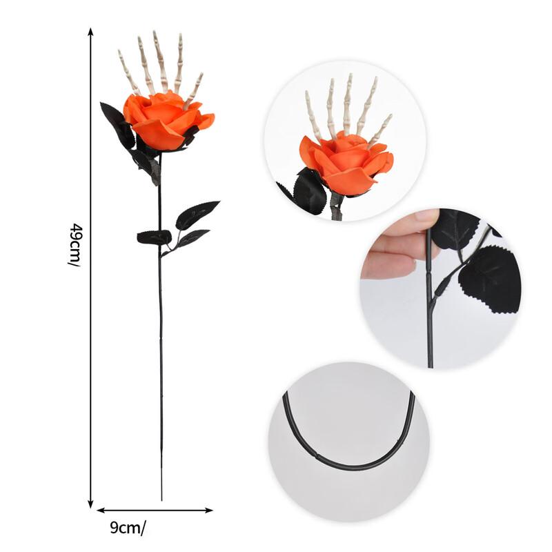 Halloween Skull Hand Rose Stake Decoration