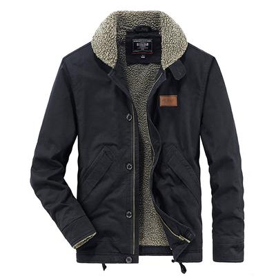 Winter Casual Lamb Wool Cotton Clothes Men's Fleece Thickened Lapel Military Uniform Large Size Cotton-padded Clothes Versatile Jacket