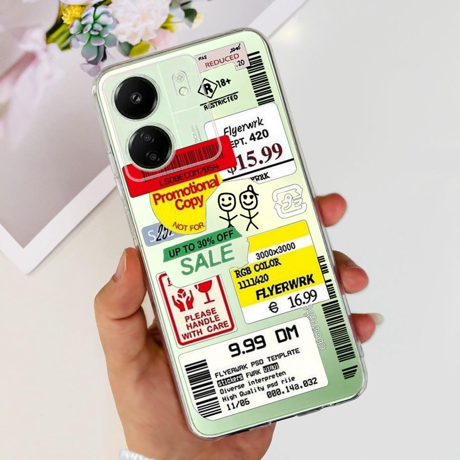 For Xiaomi POCO C65 Case Transparent Silicone Soft TPU Phone Cover For Xiaomi Mi Poco C65 Protective Bumper PocoC65 Flower Funda