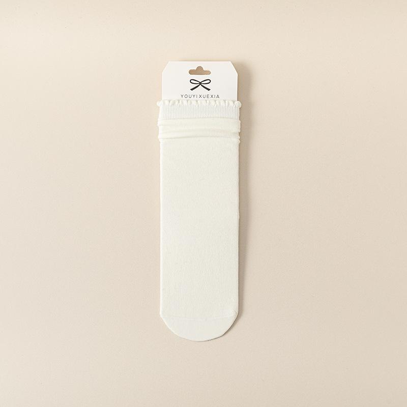 

Серые носки Dui Dui, женские хлопковые носки до середины икры, летние тонкие, влагоотводящие, устойчивые к запаху, бесшовные, с белым кружевом «черный гриб», весенне-осенние длинные носки 1 pair