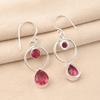 Natural Pink Tourmaline Gemstone 925 Sterling Silver Jewelry Dangle Earrings2.0" EE-140-12
