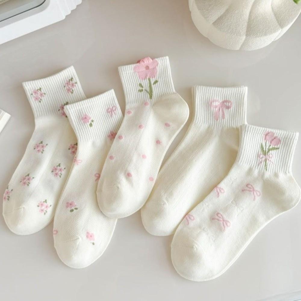 Low Cut Japanese Women's Socks Cute Floral Socks Comfortable Short Tube Socks  Spring Summer