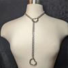 Love Heart Necklace Personality Punk Rock Silver Color Slip Chain Ring Slipchain Choker Collar for Women Men Jewelry Gifts