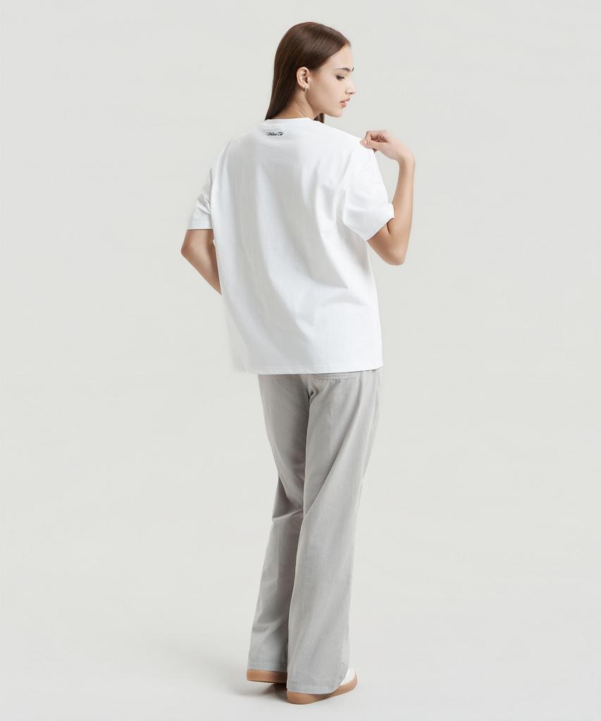 Delma W Linen Touch Semi-Wide Elastic Waist Pants - Sand