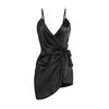 Women’s Sexy Solid Color Sleep Dress Tie-Up Slim-Fit Nightgown Ruched Camisole Nightdress