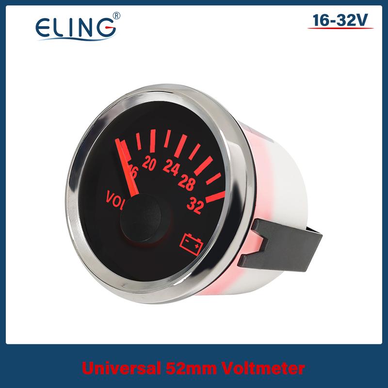ELING 52mm Waterproof IP67 (Digital) Voltmeter Voltage Meter 8-16V 16-32V (8-32V) for Auto Boat Yacht RV Motorcycle Vehicle