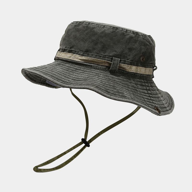 1 ks Sluneční klobouk Boonie Klobouk Washed Bucket Hat Skládací Outdoorový Klobouk na Rybaření Lov s Popruhem Nastavitelný Podbradní Pásek pro Muže a Ženy