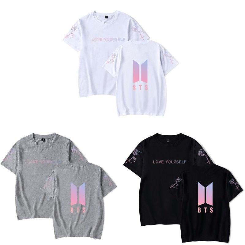 Bts Tryckt T-shirt Kortärmad Bomull Vardagskläder För Fans Mode