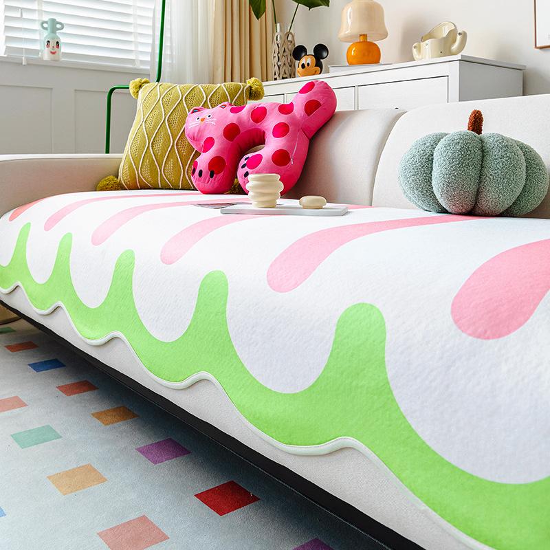 

Dopamine summer sofa cushion cool feeling ice silk non-slip special-shaped seat cushion summer straight row sofa cool cover 70*70cm