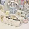 Large Capacity Pencil Case Zipper Solid Color Students Stationery Pouch Stationery Storage Multi-function Pen Bag